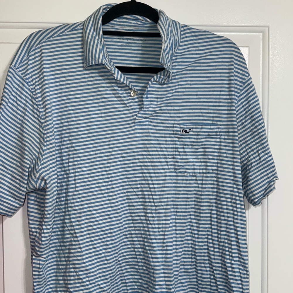 Vineyard Vines Blue & White striped polo